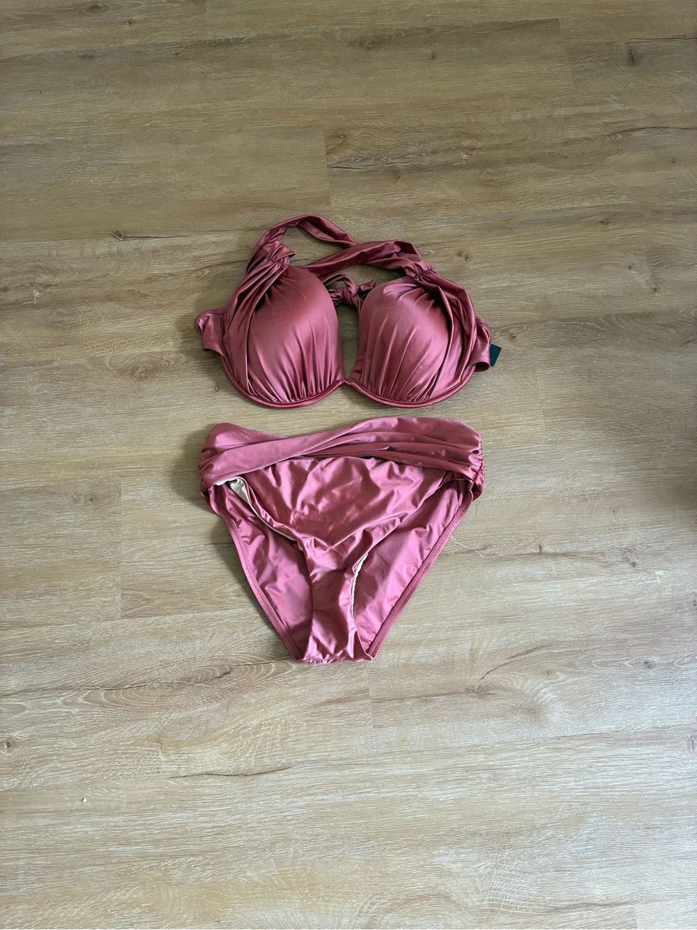 La Blanca Rose Pink Twist Halter Bikini Set